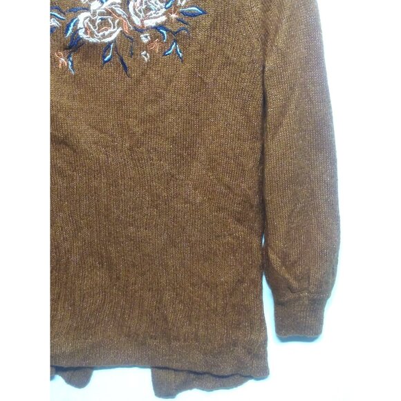 VTG Mudd Cardigan Sweater Open Front Rust color Sz L womens back embroidery cozy - Picture 5 of 9
